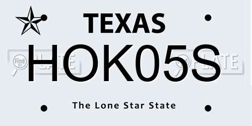 HOK05S Texas License Plate