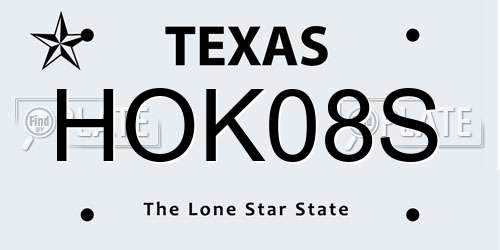 HOK08S Texas License Plate