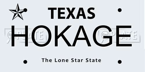 HOKAGE Texas License Plate