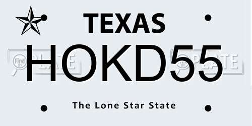 HOKD55 Texas License Plate