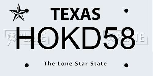 HOKD58 Texas License Plate