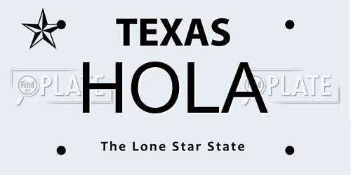 HOLA Texas License Plate