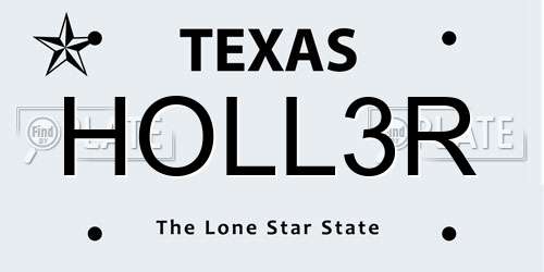 HOLL3R Texas License Plate