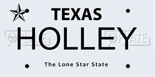 HOLLEY Texas License Plate