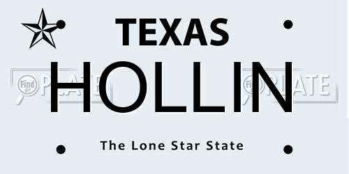 HOLLIN Texas License Plate