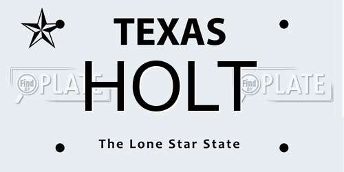 HOLT Texas License Plate