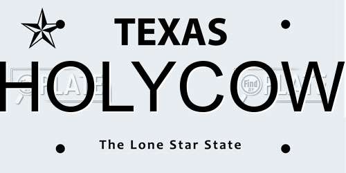 HOLYCOW Texas License Plate