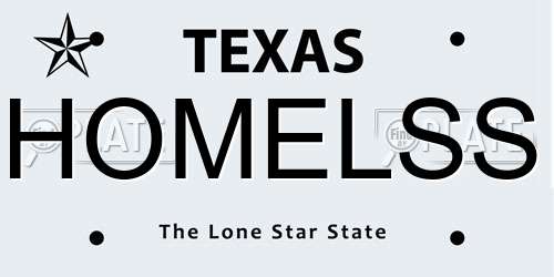 HOMELSS Texas License Plate