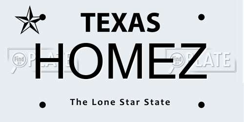 HOMEZ Texas License Plate