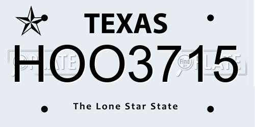 HOO3715 Texas License Plate