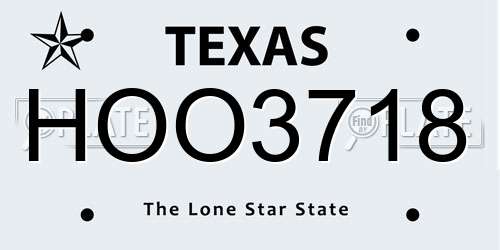 HOO3718 Texas License Plate