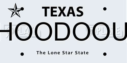 HOODOOU Texas License Plate