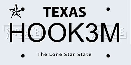 HOOK3M Texas License Plate
