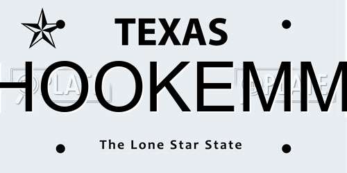 HOOKEMM Texas License Plate