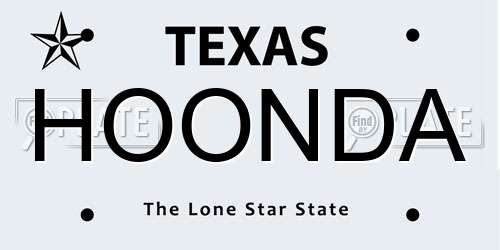 HOONDA Texas License Plate