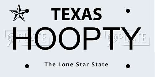 HOOPTY Texas License Plate