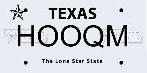 HOOQM Texas License Plate