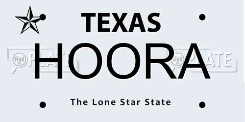 HOORA Texas License Plate
