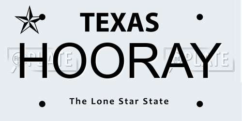 HOORAY Texas License Plate
