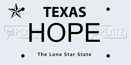 HOPE Texas License Plate