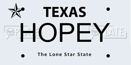 HOPEY Texas License Plate