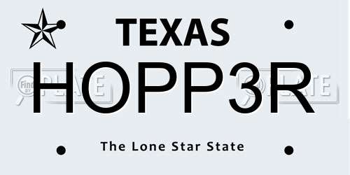 HOPP3R Texas License Plate