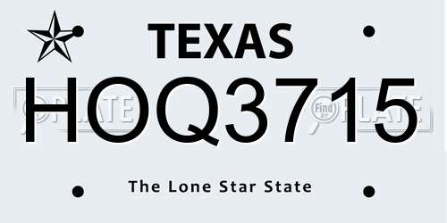 HOQ3715 Texas License Plate