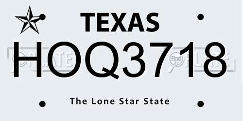 HOQ3718 Texas License Plate
