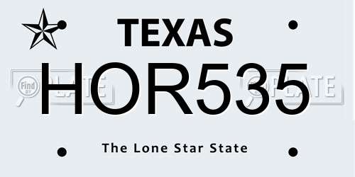 HOR535 Texas License Plate
