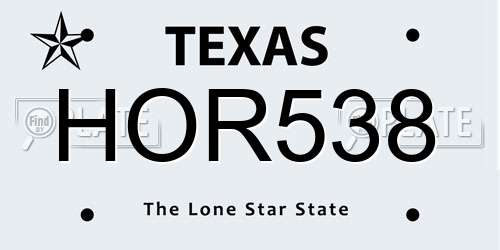 HOR538 Texas License Plate