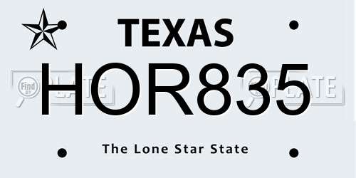 HOR835 Texas License Plate
