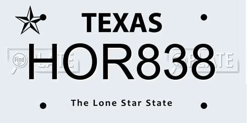 HOR838 Texas License Plate