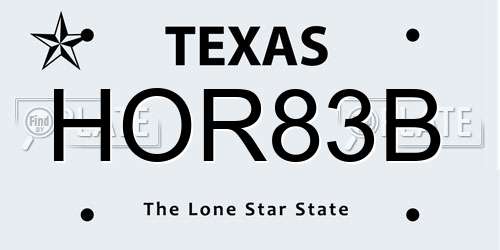 HOR83B Texas License Plate