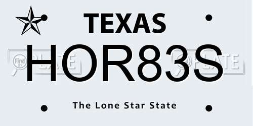 HOR83S Texas License Plate