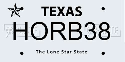 HORB38 Texas License Plate