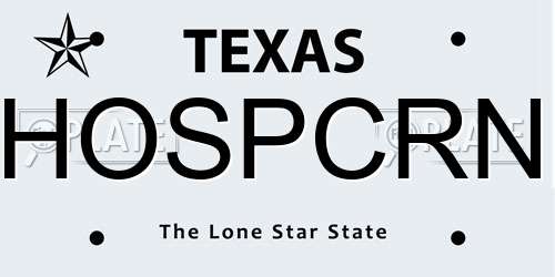 HOSPCRN Texas License Plate