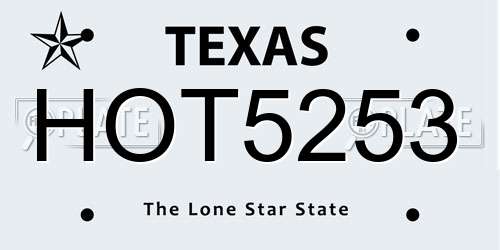 HOT5253 Texas License Plate
