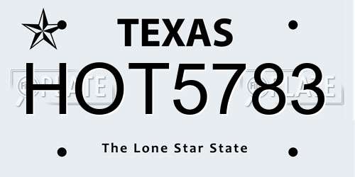 HOT5783 Texas License Plate