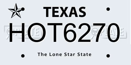 HOT6270 Texas License Plate