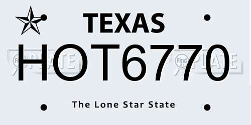 HOT6770 Texas License Plate