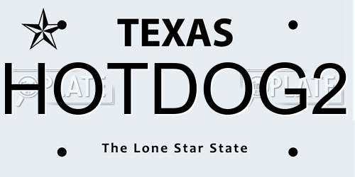 HOTDOG2 Texas License Plate