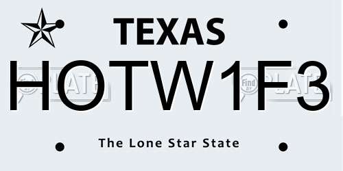 HOTW1F3 Texas License Plate