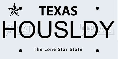 HOUSLDY Texas License Plate