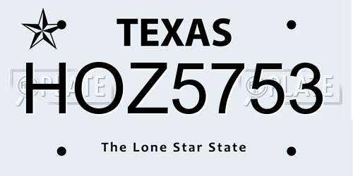 HOZ5753 Texas License Plate