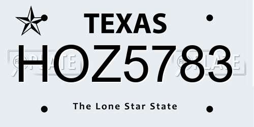 HOZ5783 Texas License Plate