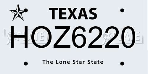 HOZ6220 Texas License Plate