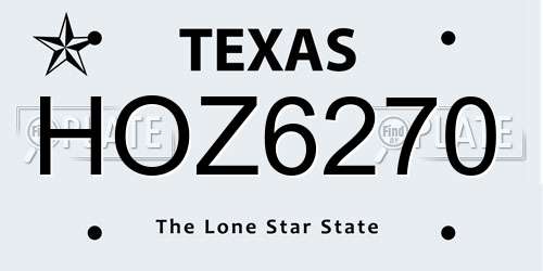 HOZ6270 Texas License Plate