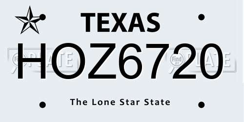 HOZ6720 Texas License Plate
