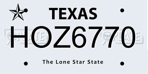 HOZ6770 Texas License Plate