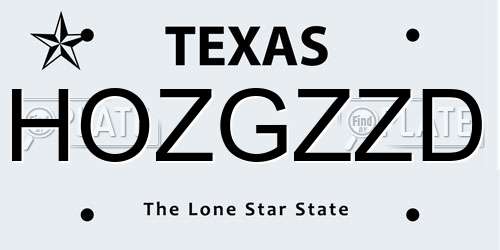 HOZGZZD Texas License Plate